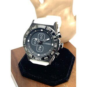 Citizen Mens Watch JY1007-12E CZ Smart Smartwatch Hybrid Black White Rubber 44mm